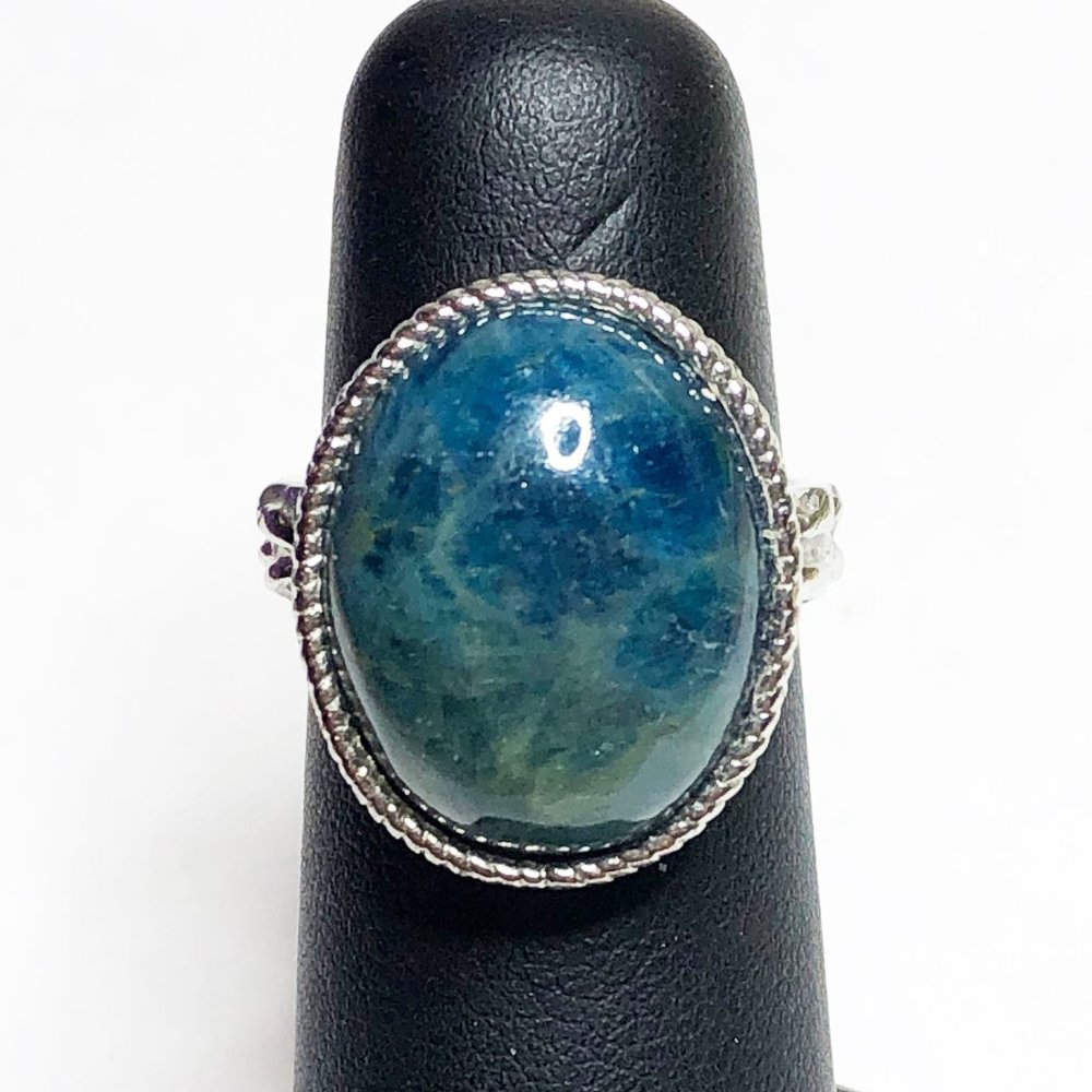 Sterling Ring with Large Ocean Jasper and Detail